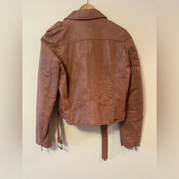 Pink Faux Leather Motorcycle Jacket - Picture 2 of 3